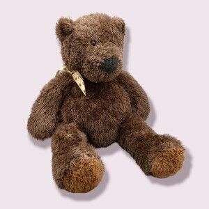 Hallmark Chocolate Brown Teddy Bear Plush Polka Dot Ribbon Floppy 20" RARE Toy